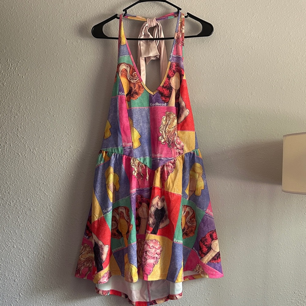 Colorful Halter Dress with Graphic Print